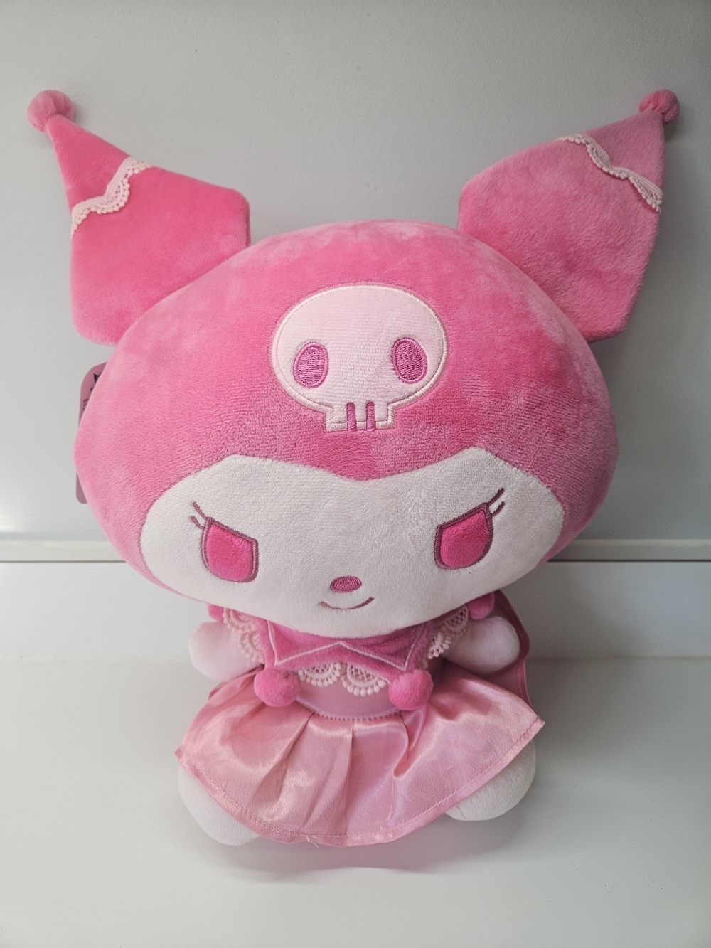 NEW Sanrio Kuromi Pink Monochrome Plush Valentines Day Satin Dress 15" Jazzwares